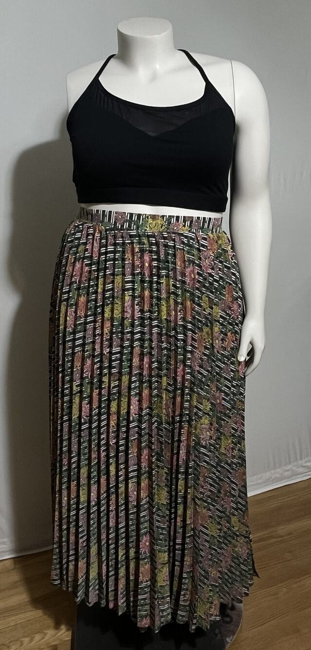 LuLaRoe Deanne Skirt 3XL Pleated Wrap Maxi Floral Stripe NWT Silk Feel Plus